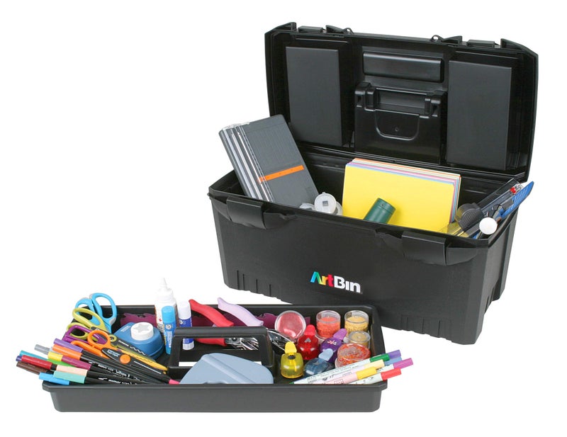 ArtBin 6918AB Twin Top 17 inch Supply Box, Portable Art & Craft Supply Organizer with Handle, [1] Plastic Storage Case, Black - Image 5